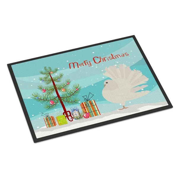 Carolines Treasures Silver Fantail Pigeon Christmas Indoor or Outdoor Mat, 18 x 27 in. BB9317MAT - main